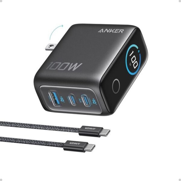 Anker Charger 100W Max USB C Charger Block 3 Port Gan And Ultra Compact Wall Adapter Non Battery