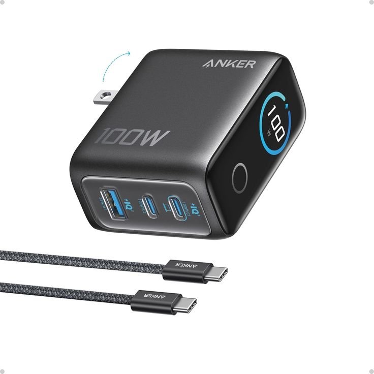 Anker Charger 100W Max USB C Charger Block 3 Port Gan And Ultra Compact Wall Adapter Non Battery