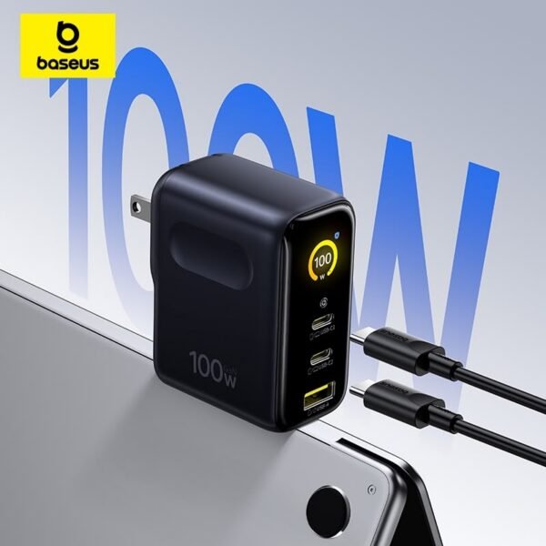 Baseus Picogo Ae21 100W Fast Charger Digital Display Wall Charger With Real Time Power Monitor For Iphone Samsung