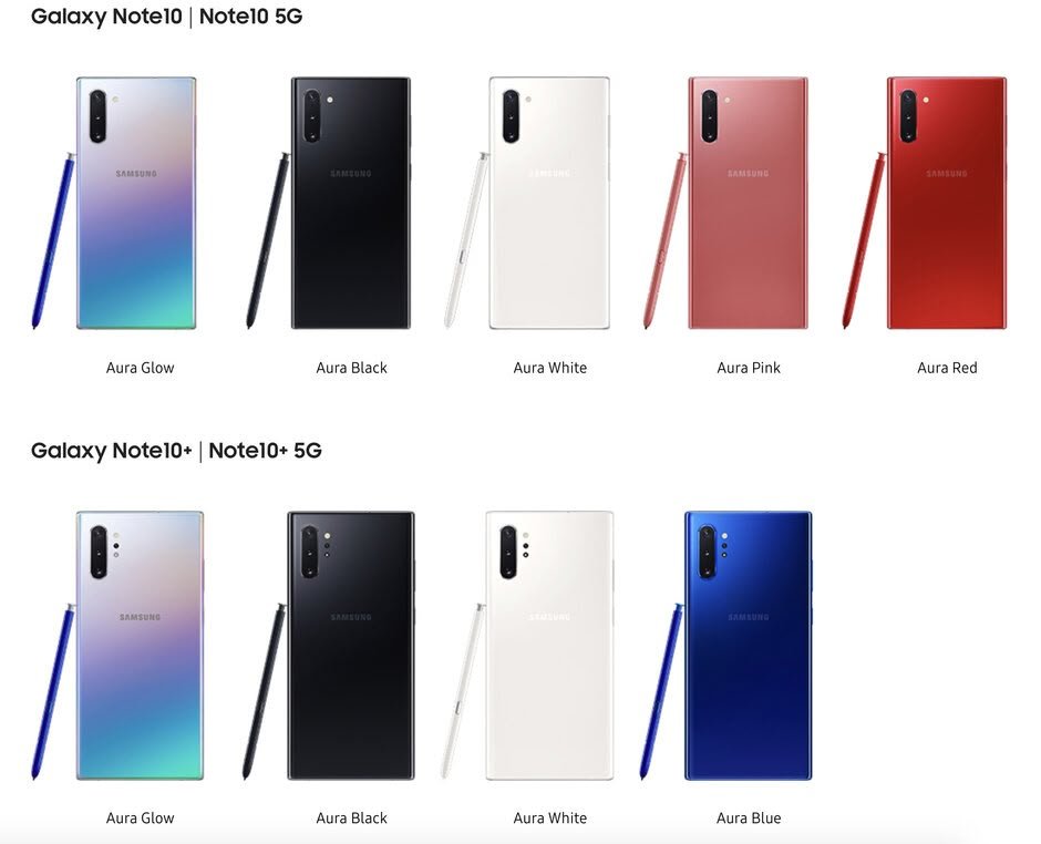 Samsung Galaxy Note10 Lineup